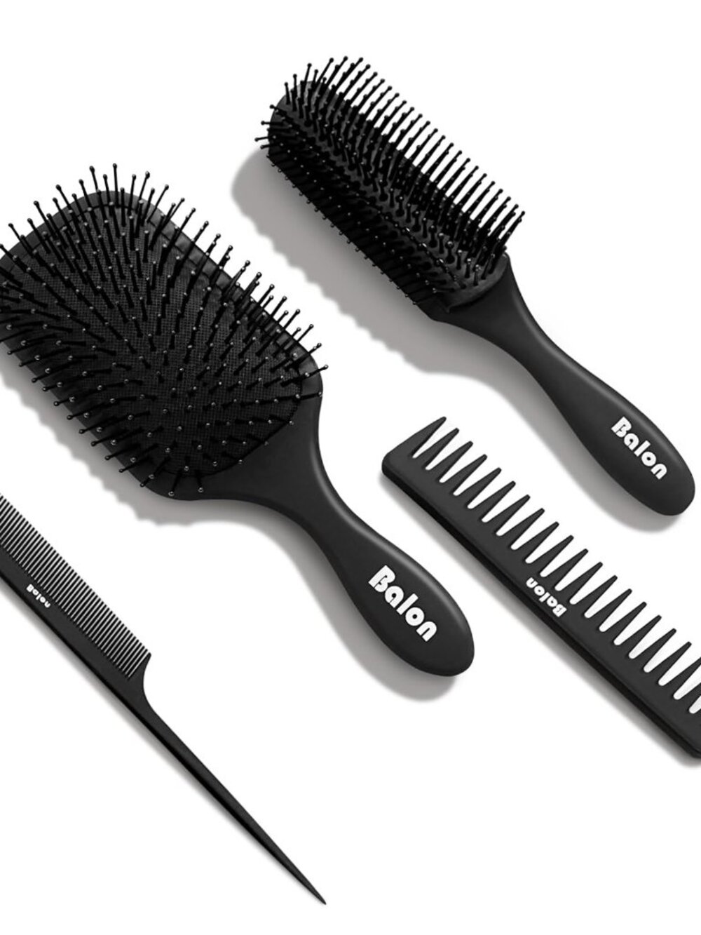 Hair Brush for Men and Women, 4Pcs Brush and Comb Set Detangling All Hair